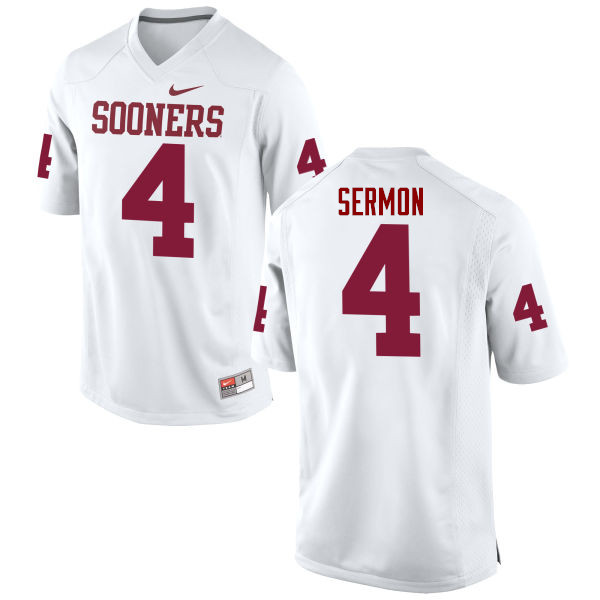 Men Oklahoma Sooners #4 Trey Sermon College Football Jerseys Game-White
